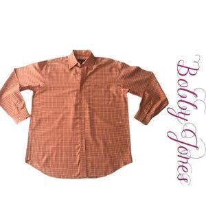 Bobby Jones Orange Plaid Button Down Shirt Sz M